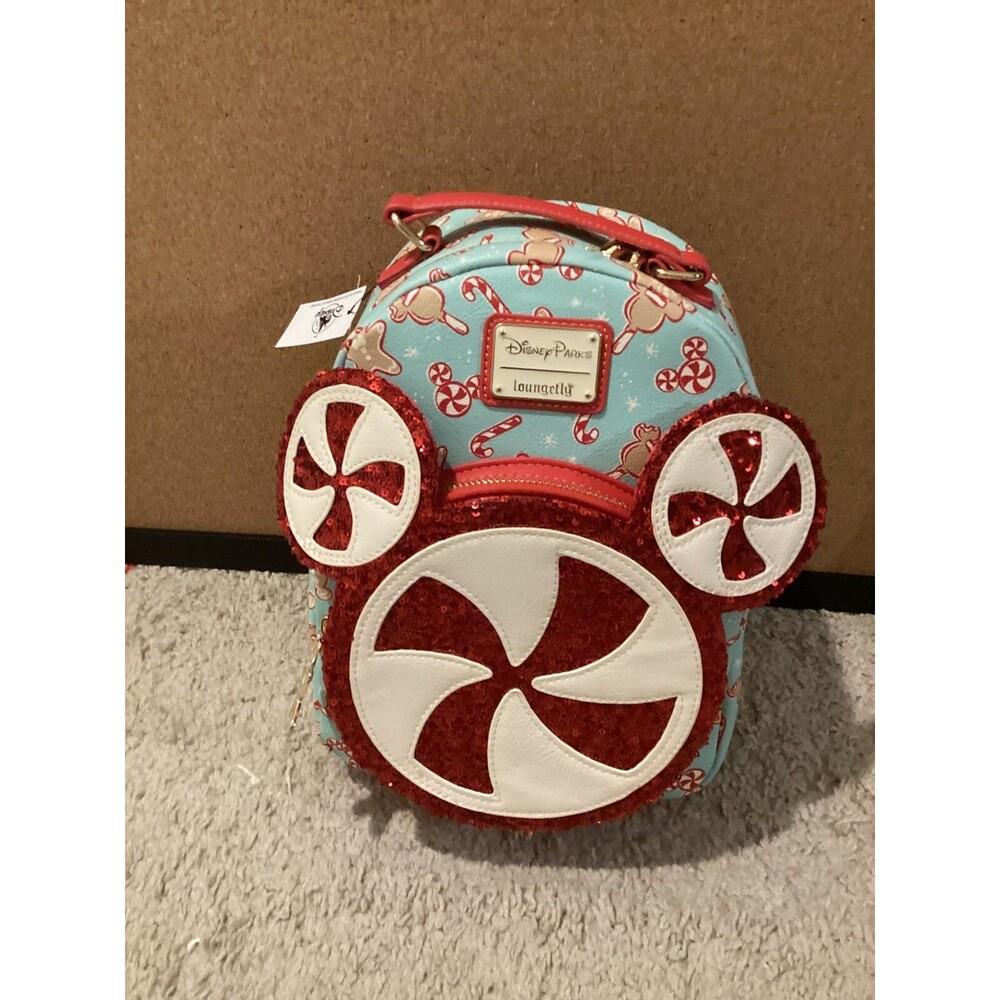 2022 Disney Parks Peppermint Gingerbread Candy Cane Loungefly Mini Backpack  NWT